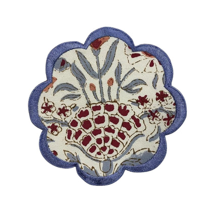 Decorative rug with floral pattern on a white background