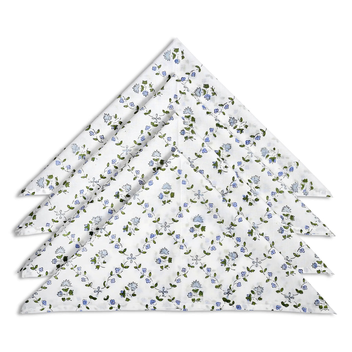 Set of floral-patterned napkins on a white background