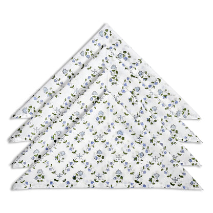 Set of floral-patterned napkins on a white background