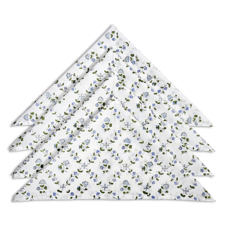 Set of floral-patterned napkins on a white background