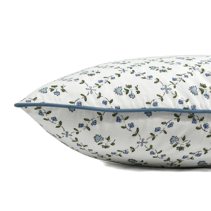 Floral-patterned pillow on a white background