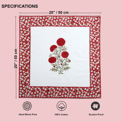 Product with floral design and measurements on a pink background