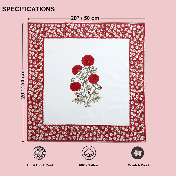 Product with floral design and measurements on a pink background