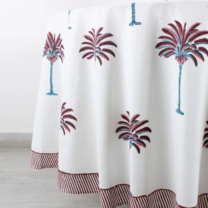 Curtain with palm tree design on a white background