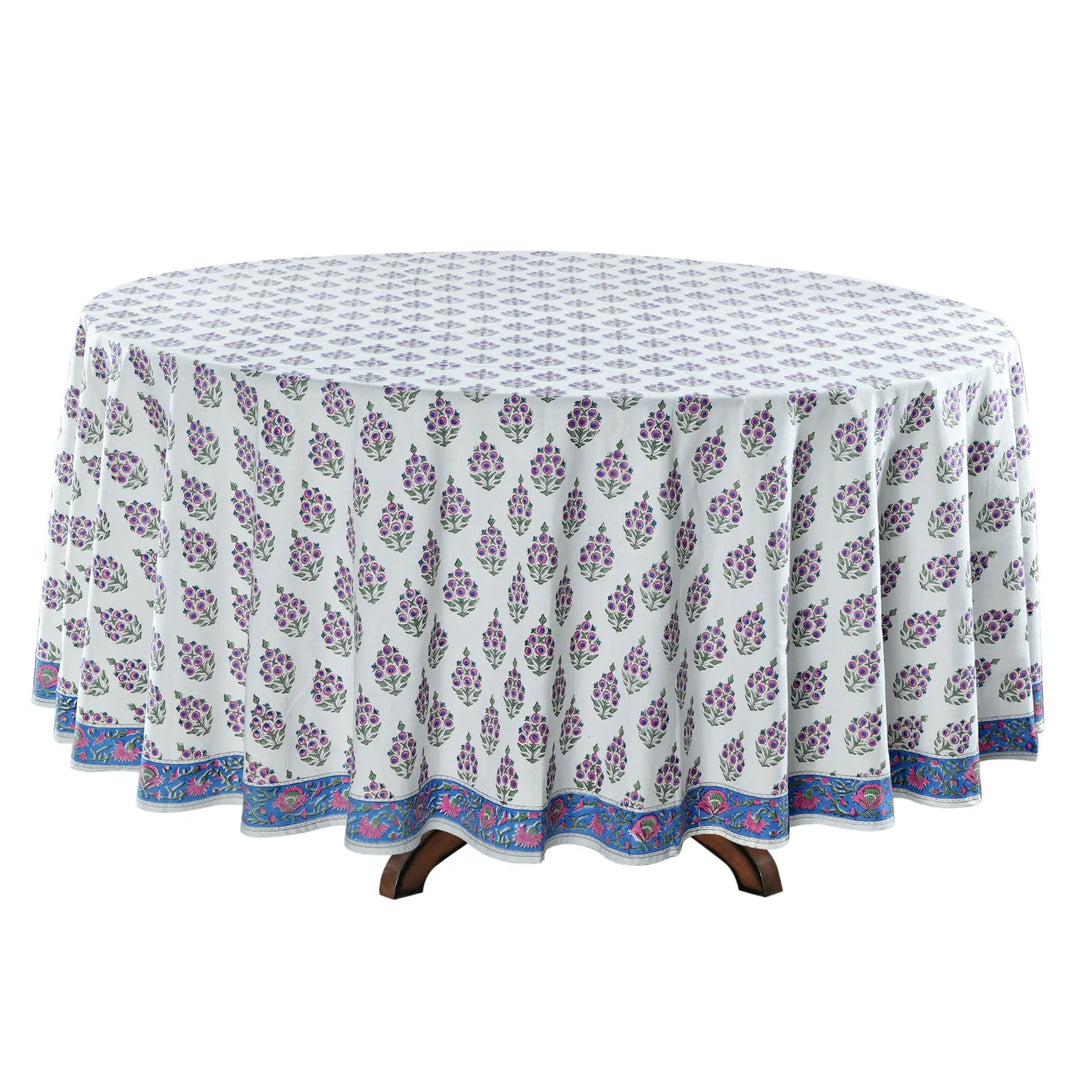 Round tablecloth with floral pattern on a white background