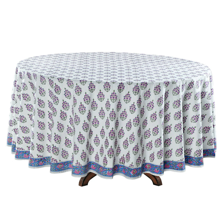 Round tablecloth with floral pattern on a white background
