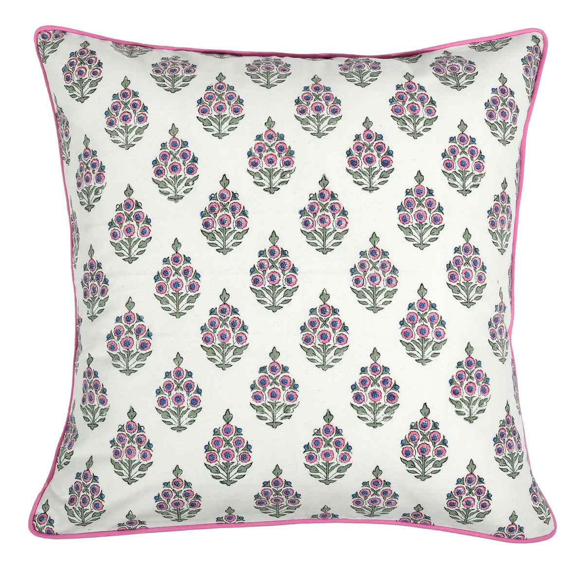 Decorative pillow with floral pattern on a white background