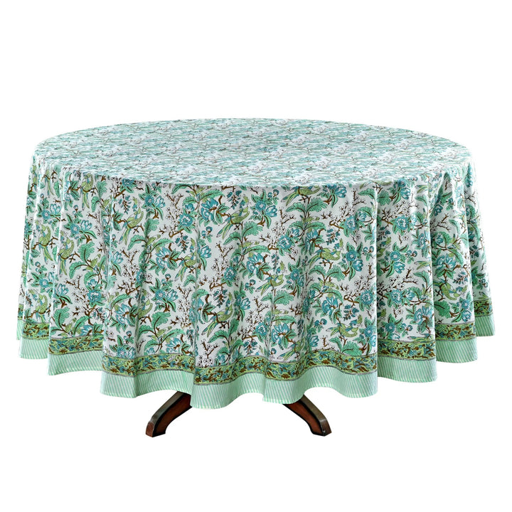 Round tablecloth with floral pattern on a white background