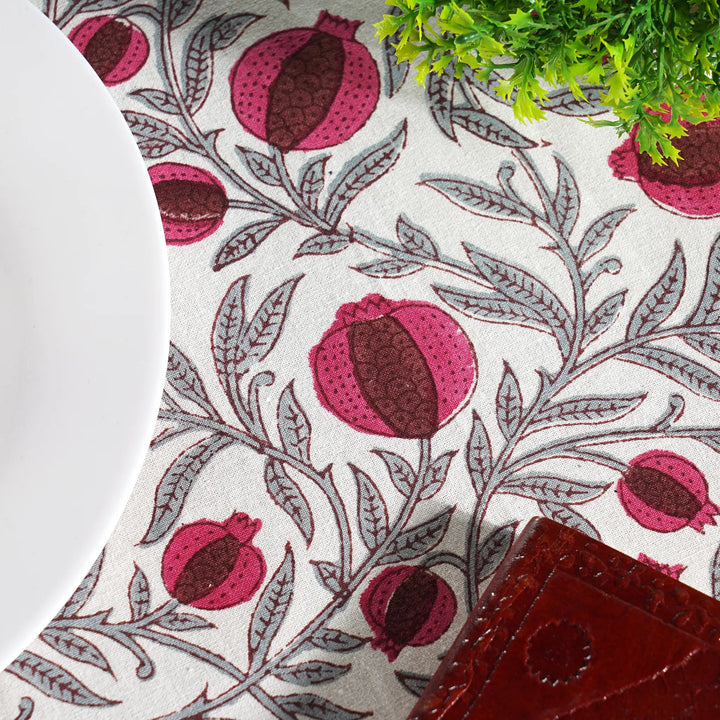 Fabric with pomegranate pattern on a white background