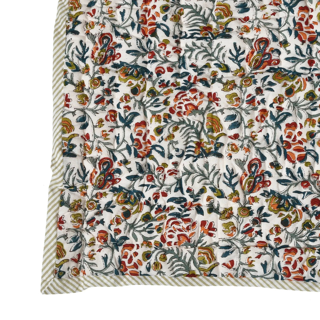 Floral patterned fabric with a white background