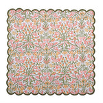 Sassy Salmon Pink Scallop Embroidery Napkins