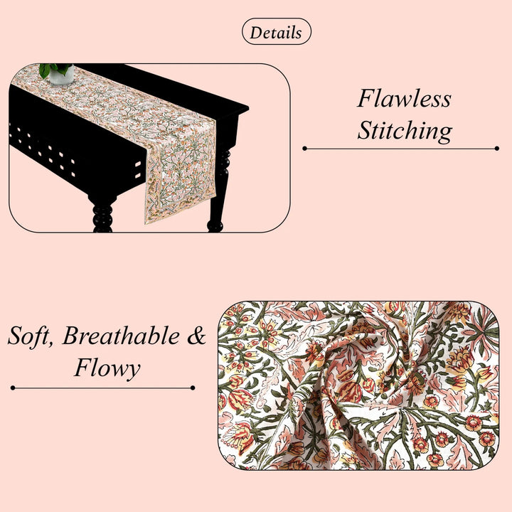 Floral patterned table runner with text highlighting &
