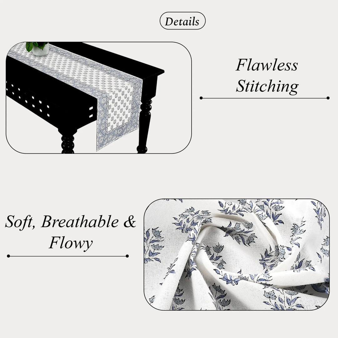 Tablecloth with floral pattern on a white background, highlighting &