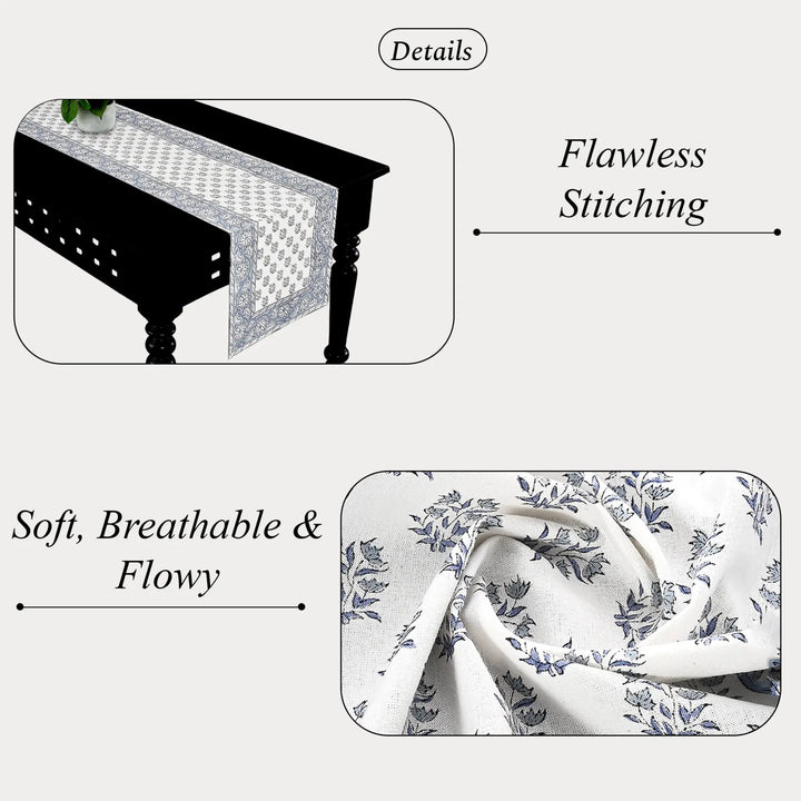 Tablecloth with floral pattern on a white background, highlighting &
