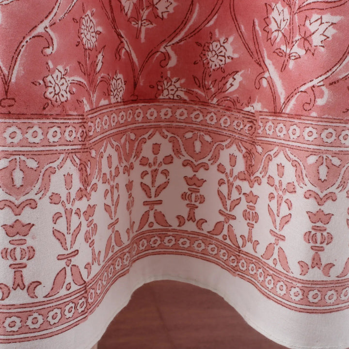 Close-up of a red and white patterned fabric