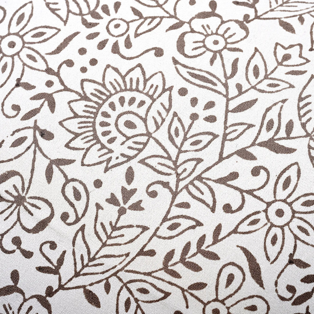 Brown floral and leaf pattern on a white background