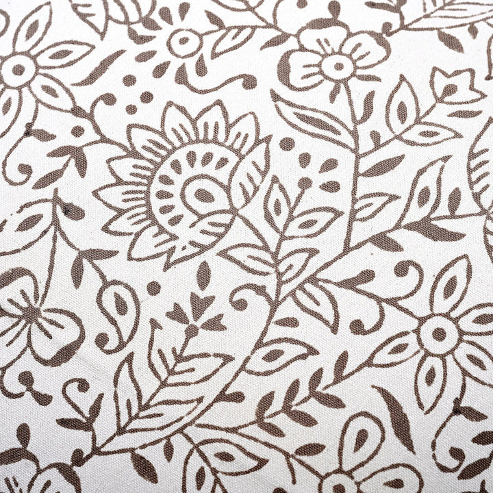 Brown floral and leaf pattern on a white background