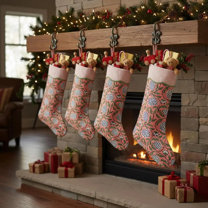 Dark Salmon Pink Christmas Stocking - Pair of 2