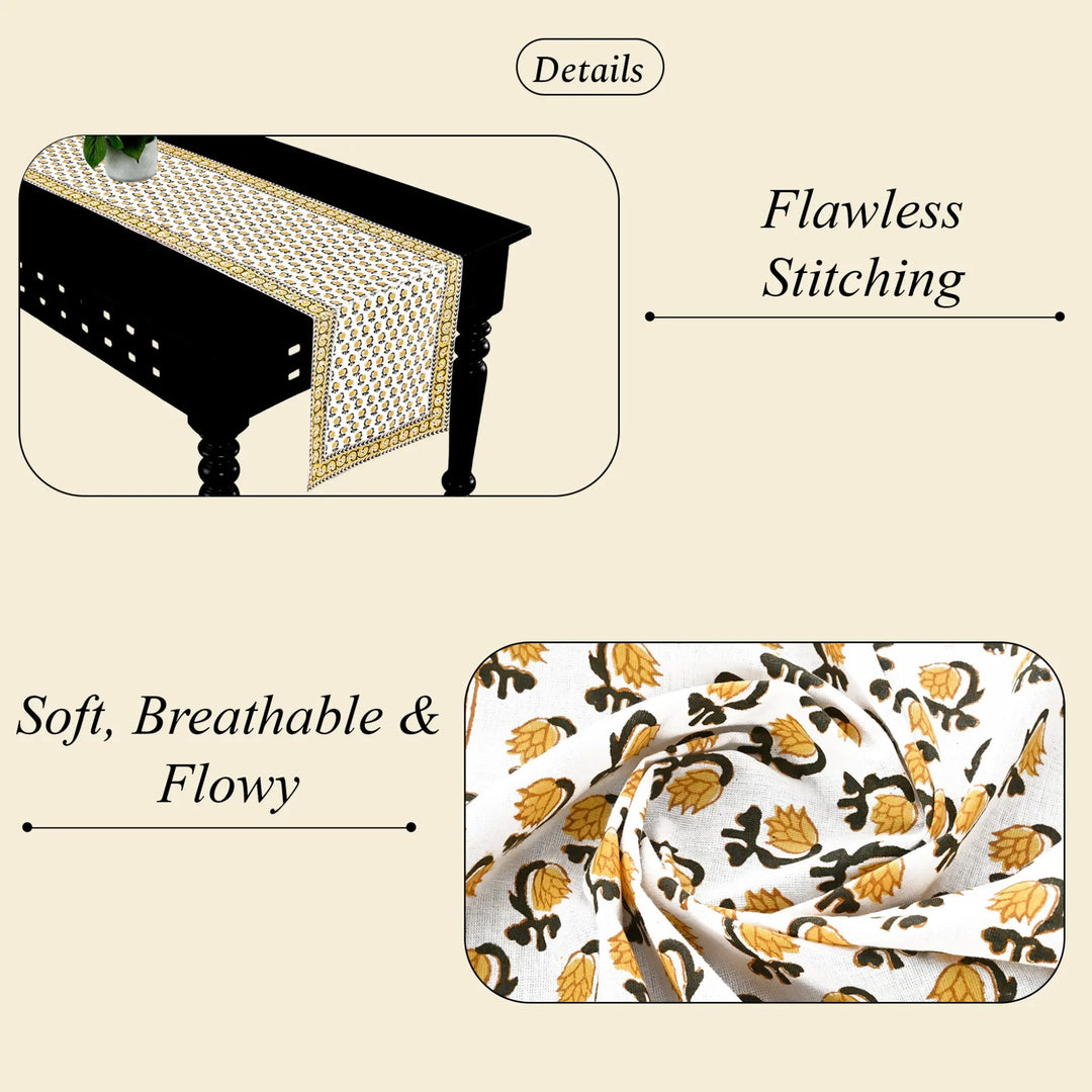 Textured fabric with floral pattern on a beige background, highlighting &